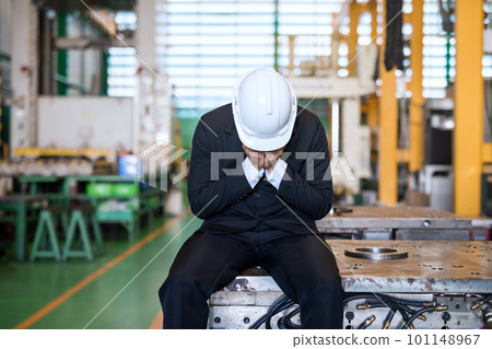 Cry factory owner in warehouse. bankruptcy or business close Cry factory owner in warehouse. bankruptcy or business close 101148967