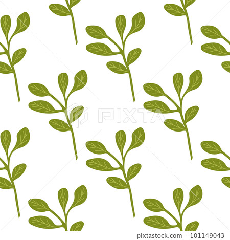 Simple branches with leaves seamless pattern. Organic endless background. Decorative forest leaf endless wallpaper. Simple branches with leaves seamless pattern. Organic endless background. Decorative forest leaf endless wallpaper. 101149043