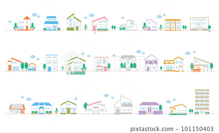 Cityscape/building icon illustration set (flat) 101150403