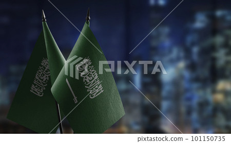 Small flags of the Saudi Arabia on an abstract blurry background Small flags of the Saudi Arabia on an abstract blurry background 101150735