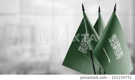 Small flags of the Saudi Arabia on an abstract blurry background Small flags of the Saudi Arabia on an abstract blurry background 101150751