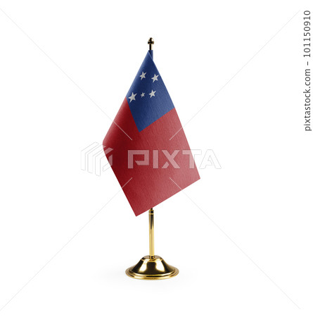 Small national flag of the Samoa on a white background 101150910