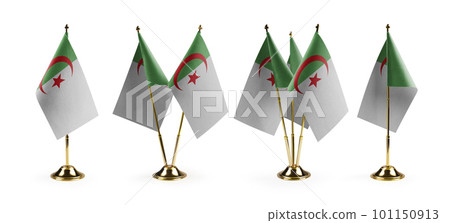 Small national flags of the Algeria on a white background 101150913