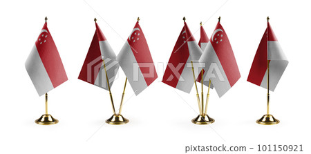 Small national flags of the Singapore on a white background 101150921