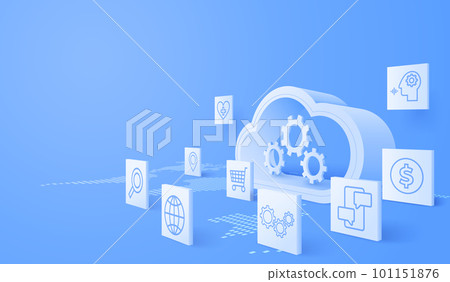 3d Cloud computing service management. Digital technology background. Vector art illustration 101151876