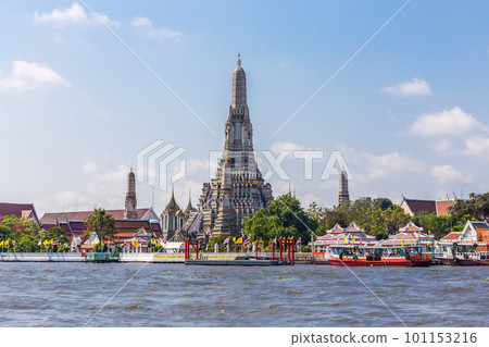 Wat Arun with the Chao Phraya River in front of it is a popular destination for tourists around the world. Bangkok Thailand Wat Arun with the Chao Phraya River in front of it is a popular destination for tourists around the world. Bangkok Thailand 101153216