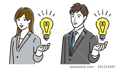 Businessman and businesswoman proposing an idea 101153997