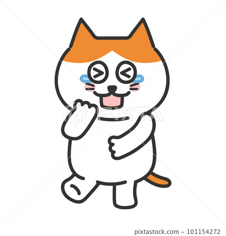 一隻笑貓的插圖棕色白貓 101154272