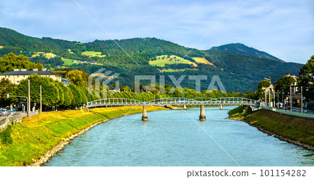 View of the Salzach river in Salzburg, Austria View of the Salzach river in Salzburg, Austria 101154282