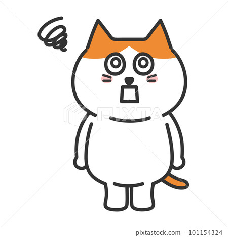 一隻貓在茫然狀態下的插圖棕白貓 101154324