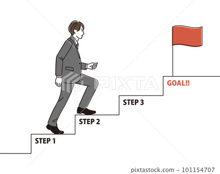 Businessman climbing the stairs of step-up Businessman climbing the stairs of step-up 101154707