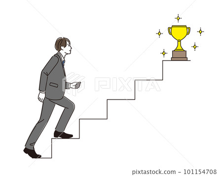 Businessman running towards the goal 101154708