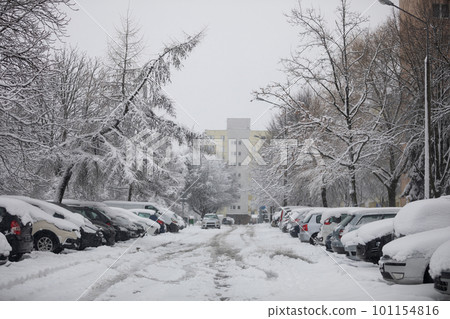Estate parking lot with a lot of parked cars Estate parking lot with a lot of parked cars 101154816