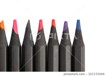 Black pencils with colored leads. Isolated on a white background. Black pencils with colored leads. Isolated on a white background. 101155840