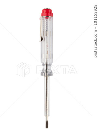 Indicator screwdriver Electrical tester screwdriver isolated on white background. Indicator screwdriver Electrical tester screwdriver isolated on white background. 101155928