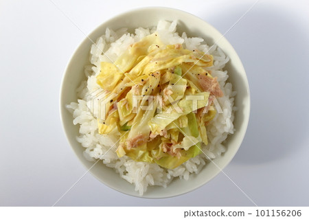 捲心菜金槍魚醬飯盛在碗裡 捲心菜配金槍魚 無限捲心菜 101156206