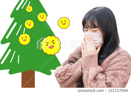 A woman with pollen and a mask 101157006