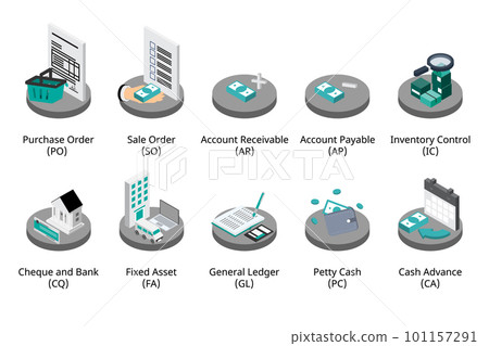 isometric accounting icon to record all financial transaction in the company for accounting software system  101157291