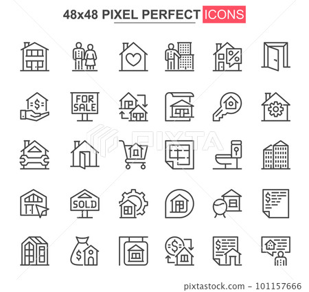 Real estate thin line icons set. - Stock Illustration [101157666] - PIXTA