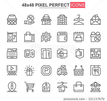 Shopping mall thin line icons set. - Stock Illustration [101157670] - PIXTA
