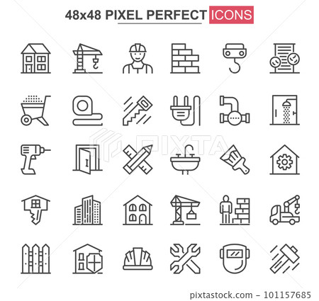Construction thin line icons set. 101157685
