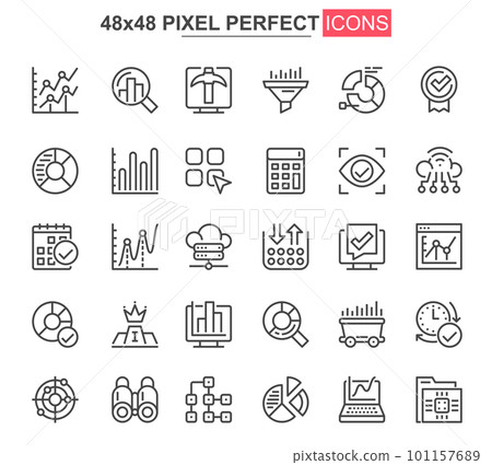 Data analytics thin line icons set. Data analytics thin line icons set. 101157689