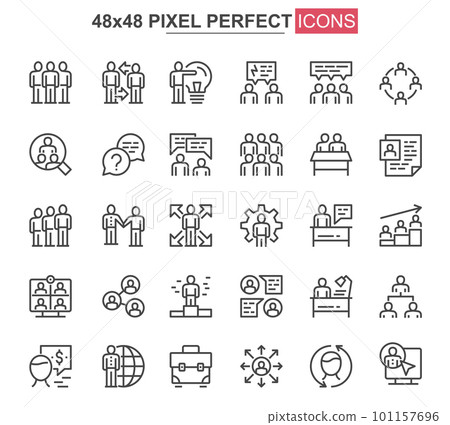 Teamwork thin line icon set. Teamwork thin line icon set. 101157696