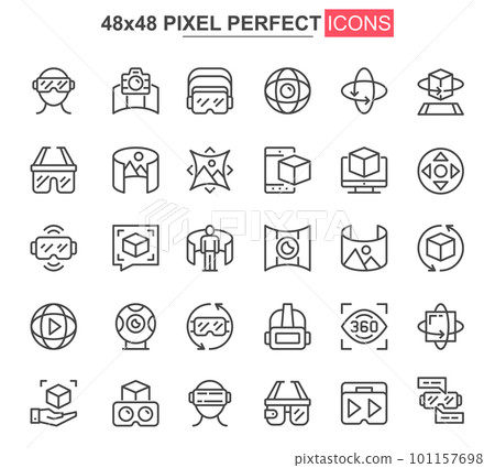 Virtual reality thin line icon set. Virtual reality thin line icon set. 101157698