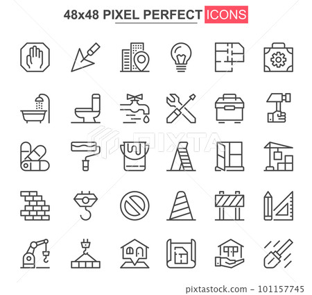 Construction thin line icons set. 101157745