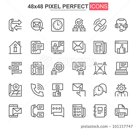 Contact us thin line icons set. - Stock Illustration [101157747] - PIXTA