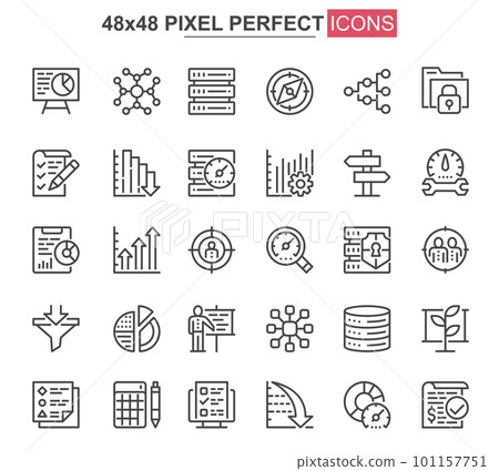 Data analytics thin line icons set. Data analytics thin line icons set. 101157751