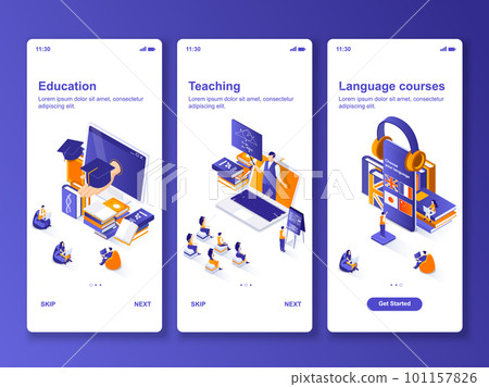 Language courses isometric GUI design kit....-插圖素材 [101157826] - PIXTA圖庫