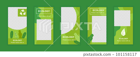 Ecology and environment editable templates set for Instagram stories. Green plants and organic life. Elegant design for social networks. Insta story mockup with free copy space vector illustration. Ecology and environment editable templates set for Instagram stories. Green plants and organic life. Elegant design for social networks. Insta story mockup with free copy space vector illustration. 101158117