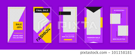 Fashion sale editable templates set for Instagram stories. Brand new collection, final sale promotion. Elegant design for social networks. Insta story mockup with free copy space vector illustration. Fashion sale editable templates set for Instagram stories. Brand new collection, final sale promotion. Elegant design for social networks. Insta story mockup with free copy space vector illustration. 101158181