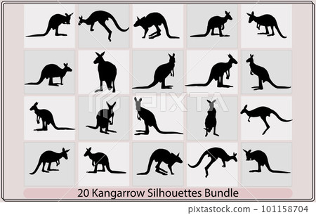 Kangaroo vector silhouette,collection of kangaroo silhouette. kangaroo silhouette,Set silhouettes of kangaroo,kangaroo logo icon designs vector 101158704