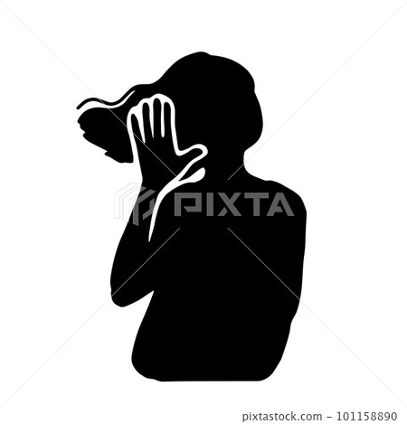 一個聽灰色的女人的剪影插圖 101158890