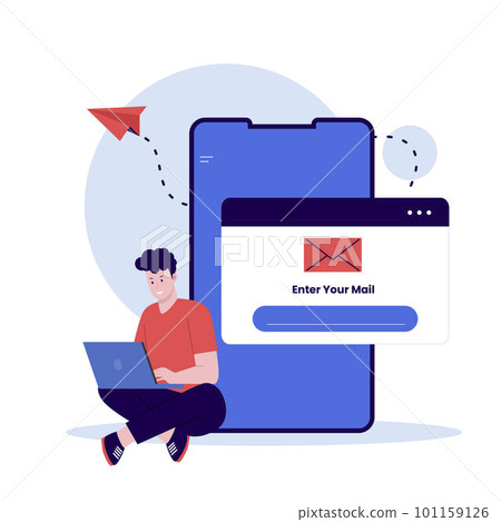 Enter your mail for for 2 step verification illustration concept. Illustration for websites, landing pages, mobile apps, posters and banners. Trendy flat vector illustration Enter your mail for for 2 step verification illustration concept. Illustration for websites, landing pages, mobile apps, posters and banners. Trendy flat vector illustration 101159126