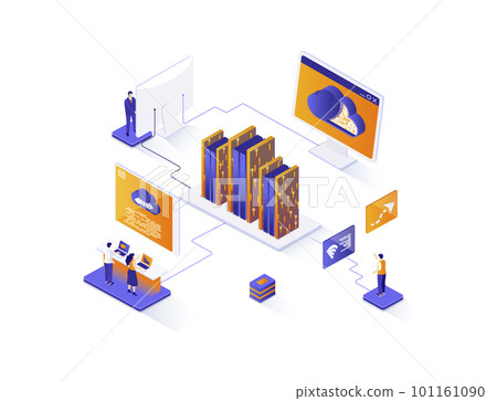 Hosting provider isometric web banner. Website hosting service isometry concept. Internet provider hardware technology, technical support 3d scene design. Illustration with people characters. Hosting provider isometric web banner. Website hosting service isometry concept. Internet provider hardware technology, technical support 3d scene design. Illustration with people characters. 101161090