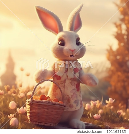 Easter Bunny with a basket of eggs Easter Bunny with a basket of eggs 101163185