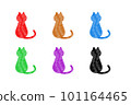 Set of back view of hand-drawn style cat 101164465
