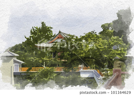 Watercolor style Wakayama Kimiidera Matsushita Auditorium Wakayama City, Wakayama Prefecture 101164629