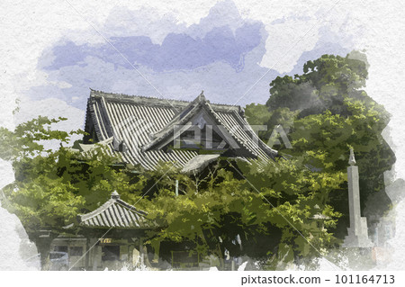 水彩風格 和歌山縣和歌山市 Kimiidera Main Hall 101164713