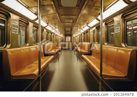 Train metro seat. People inside travel. Generate Ai 101164978