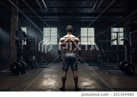 Strong man back in gym. Fitness workout. Generate Ai Strong man back in gym. Fitness workout. Generate Ai 101164989