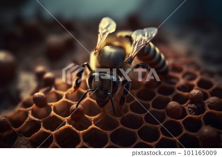 Bee works inside hive. Wax hive. Generate Ai Bee works inside hive. Wax hive. Generate Ai 101165009