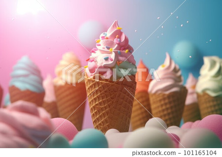 Ice cream cone pastel. Waffle cone. Generate Ai Ice cream cone pastel. Waffle cone. Generate Ai 101165104