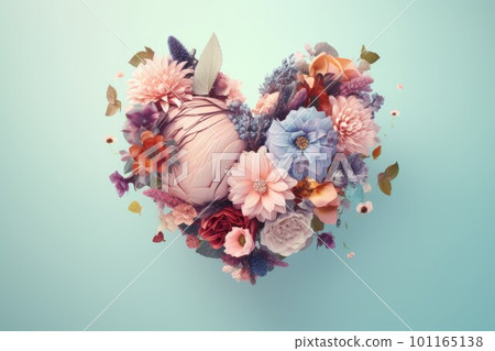 Spring floral 3d heart. Creative card. Generate Ai Spring floral 3d heart. Creative card. Generate Ai 101165138