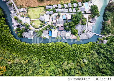 Abundance mangrove forest and the resort by the river in tropical island 101165413