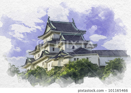 Watercolor style Wakayama Castle castle tower Wakayama City, Wakayama Prefecture Watercolor style Wakayama Castle castle tower Wakayama City, Wakayama Prefecture 101165466