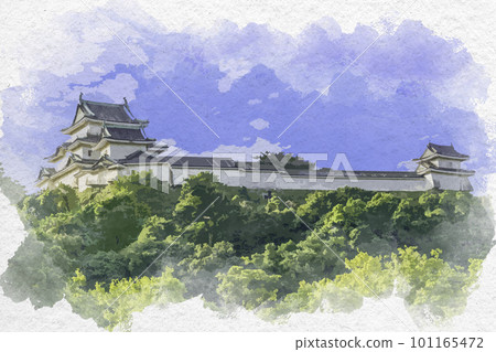 Watercolor style Wakayama Castle castle tower Wakayama City, Wakayama Prefecture 101165472
